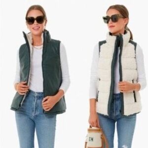 Tuckernuck Dual-Sided Forest Green Leather and Shearling Cream Vest